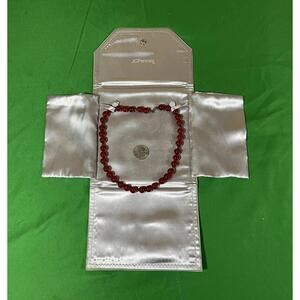 J.C. Penny Sterling Silver Red Beaded Gem Stone 17'' Necklace.